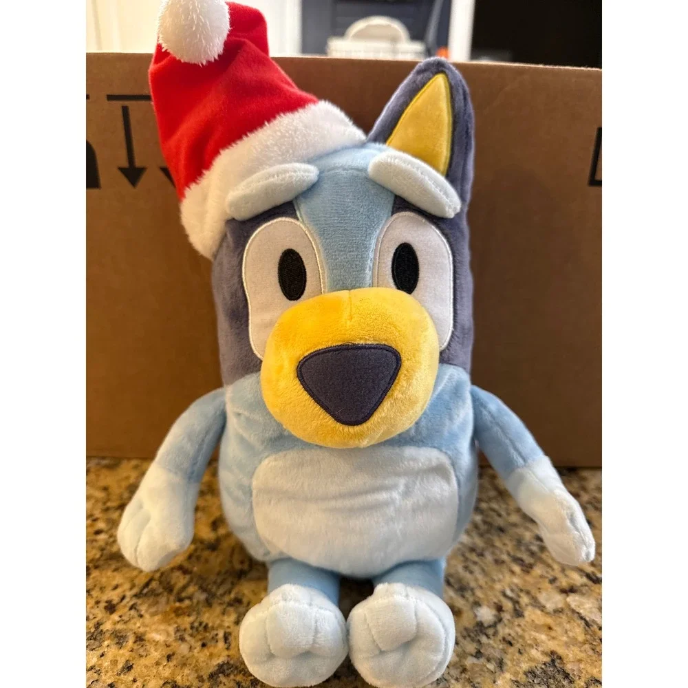 Bluey Christmas‎ Plush Santa Hat 12 Inch Stuffed Animal Holiday Heeler Dog Toy